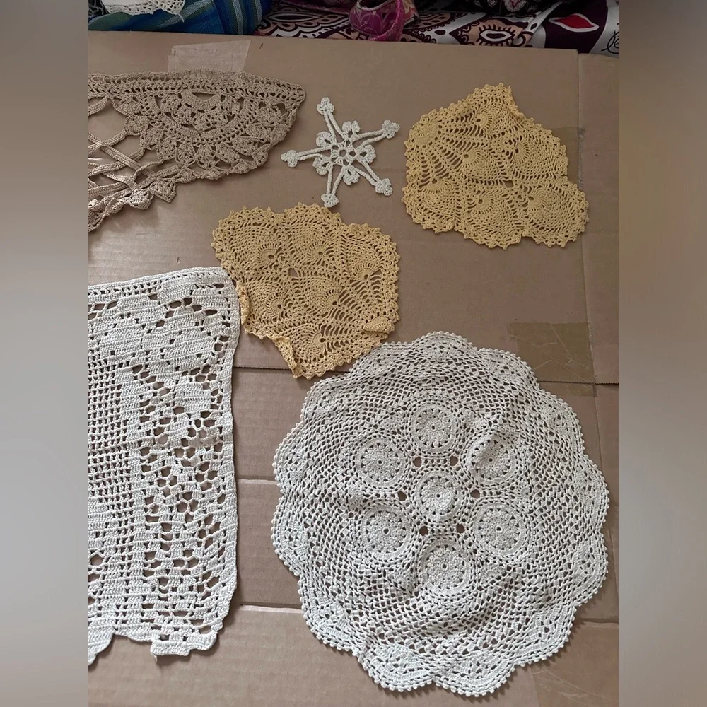 Handmade Crochet Doilies etc lot of 7 Vintage